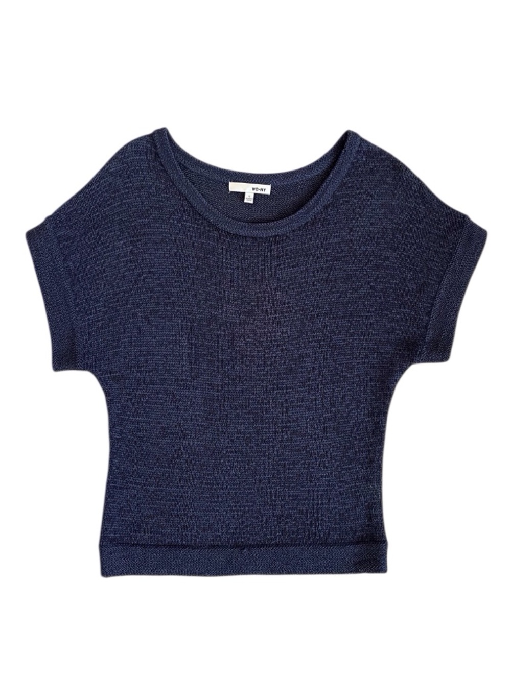 WDNY Blue Short Sleeve Sweater Draping Knit Coastal Casual Relaxed Large